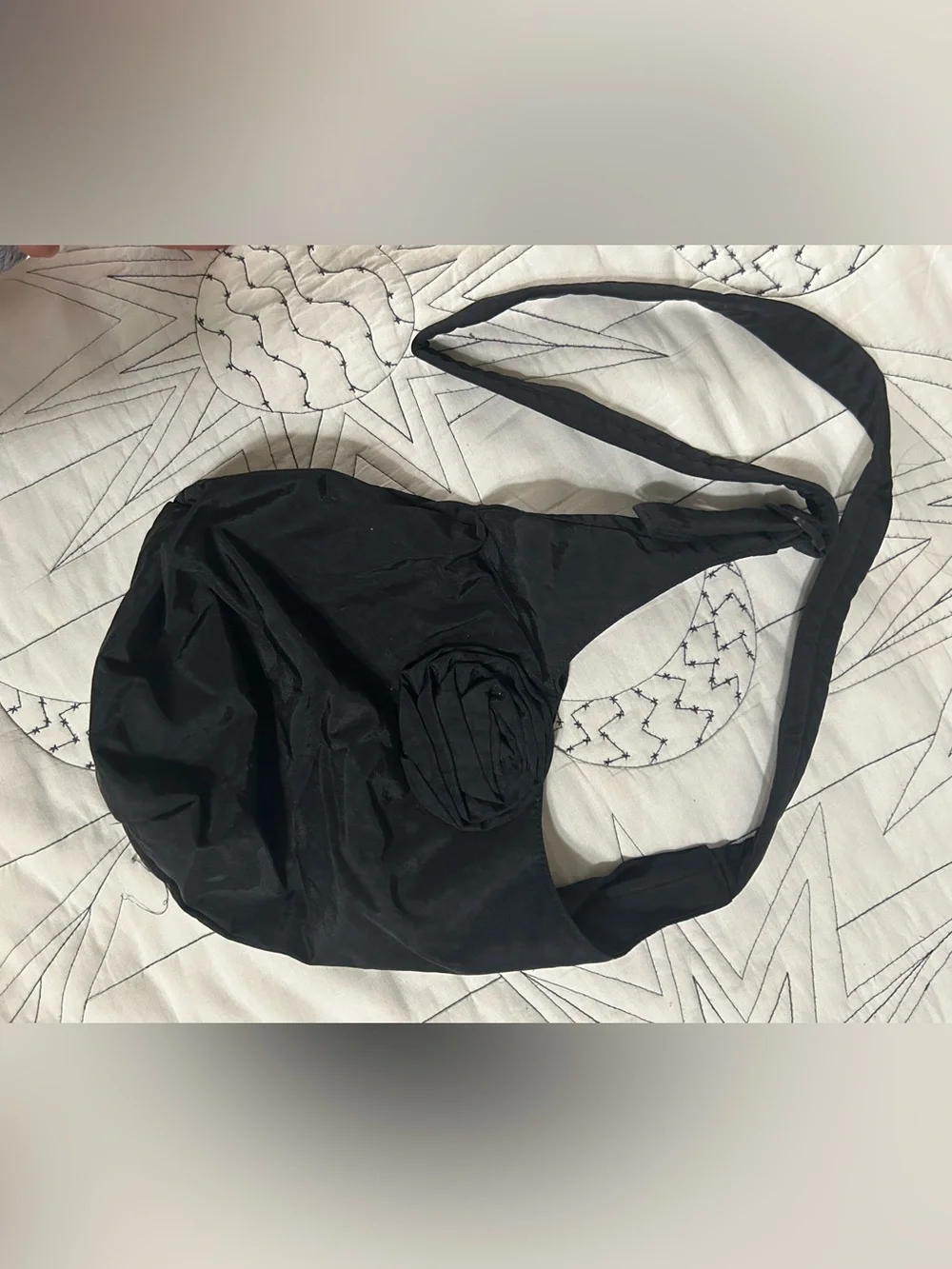 BAGGU Black Halter Tote with Rosette Detail - Picture 2 of 4